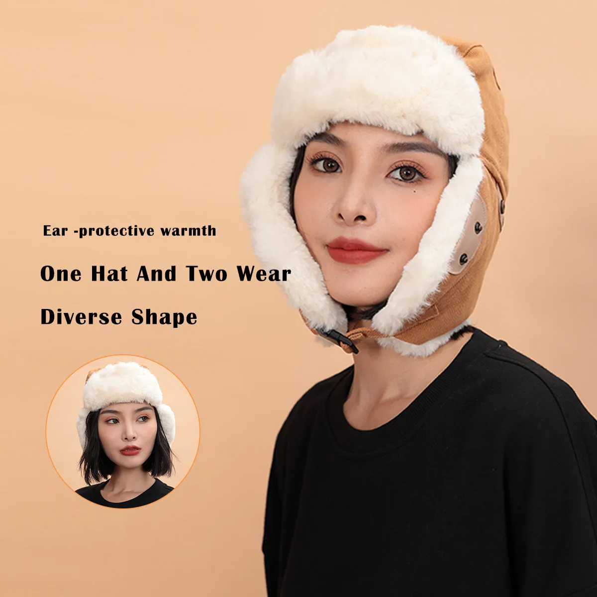 Sidiou Group Autumn Winter Fashion Windproof Earmuffs Cap For Women Men Trapper Cap Thickened Outdoor Riding Warm Lei Feng Hat