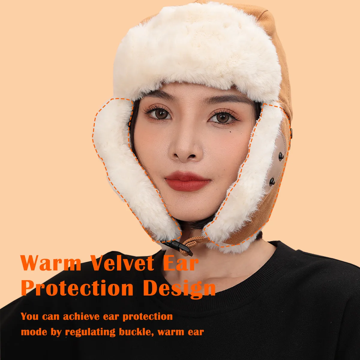 Sidiou Group Autumn Winter Fashion Windproof Earmuffs Cap For Women Men Trapper Cap Thickened Outdoor Riding Warm Lei Feng Hat
