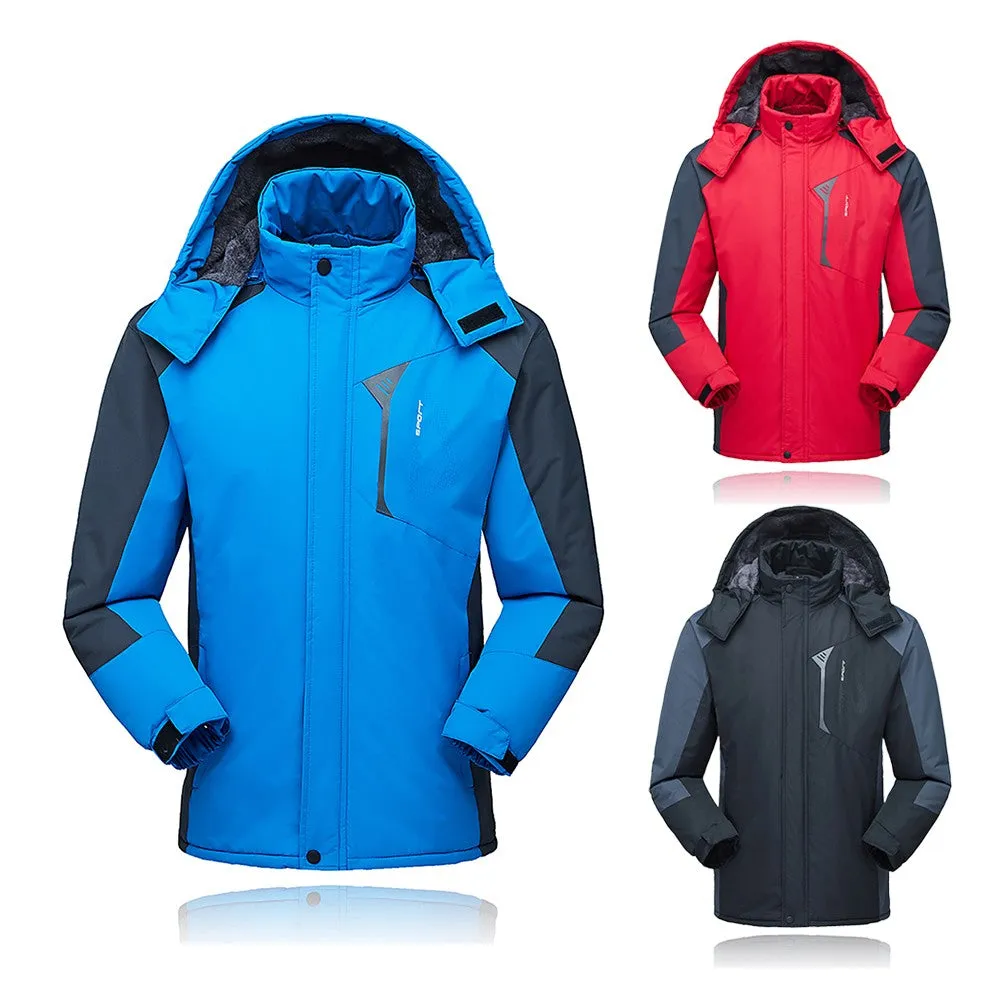 Sidiou Group  Men Jacket Winter Waterproof Coat Outdoor Windproof Fleece Ski Jacket
