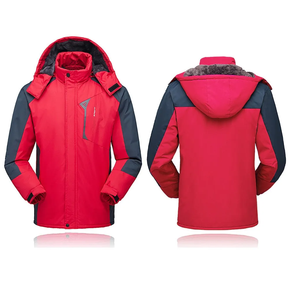 Sidiou Group  Men Jacket Winter Waterproof Coat Outdoor Windproof Fleece Ski Jacket