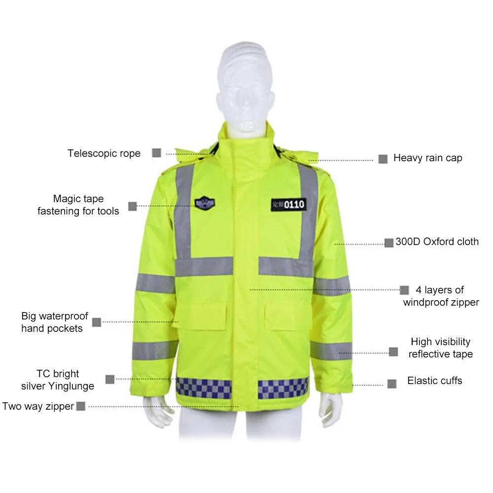 Sidiou Group Reflective Waterproof Rain Jacket Rainwear Coat Luminous Safety Raincoat