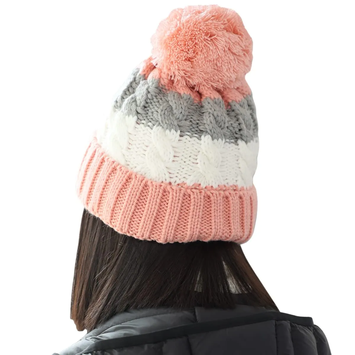 Sidiou Group Wholesale Fashion Warm Thicken Fleece Lining Knitted Pom Pom Beanie Hat And Windproof Scarves For Women Ski Winter Hat Scarf Set