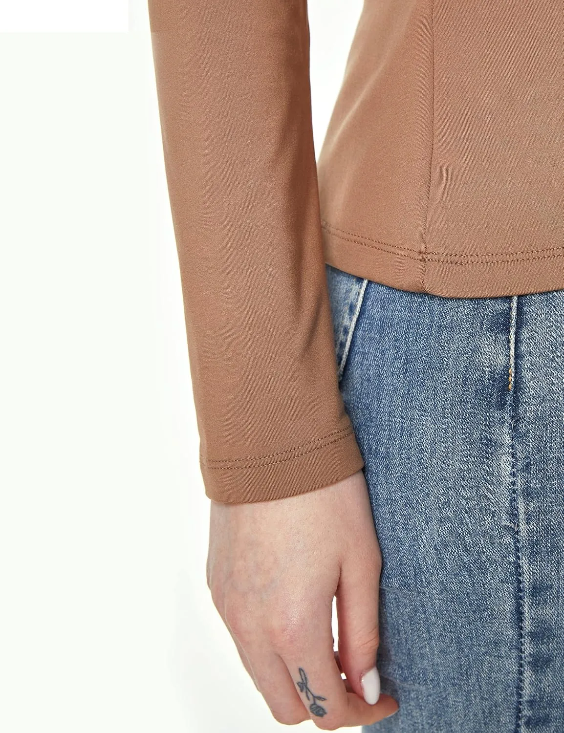 SSLR-Thermal-Shirts for-Women-Turtleneck Long Sleeve Tops Fleece Lined Winter Slim Fitted Mock Neck Base Layer