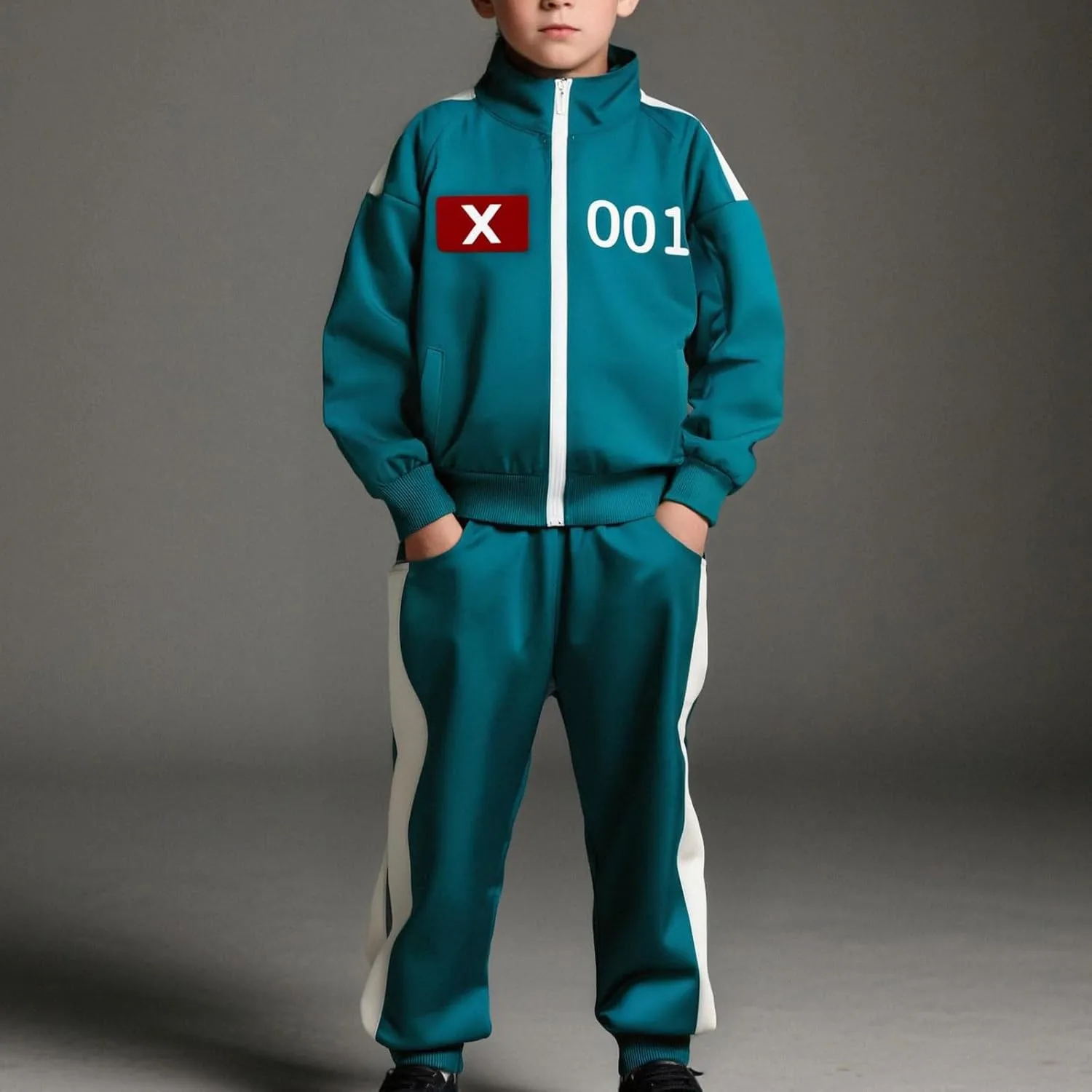 Tracksuit Costume Cosplay 2 Piece Unisex Korean Track Suit Set with Jacket & Joggers