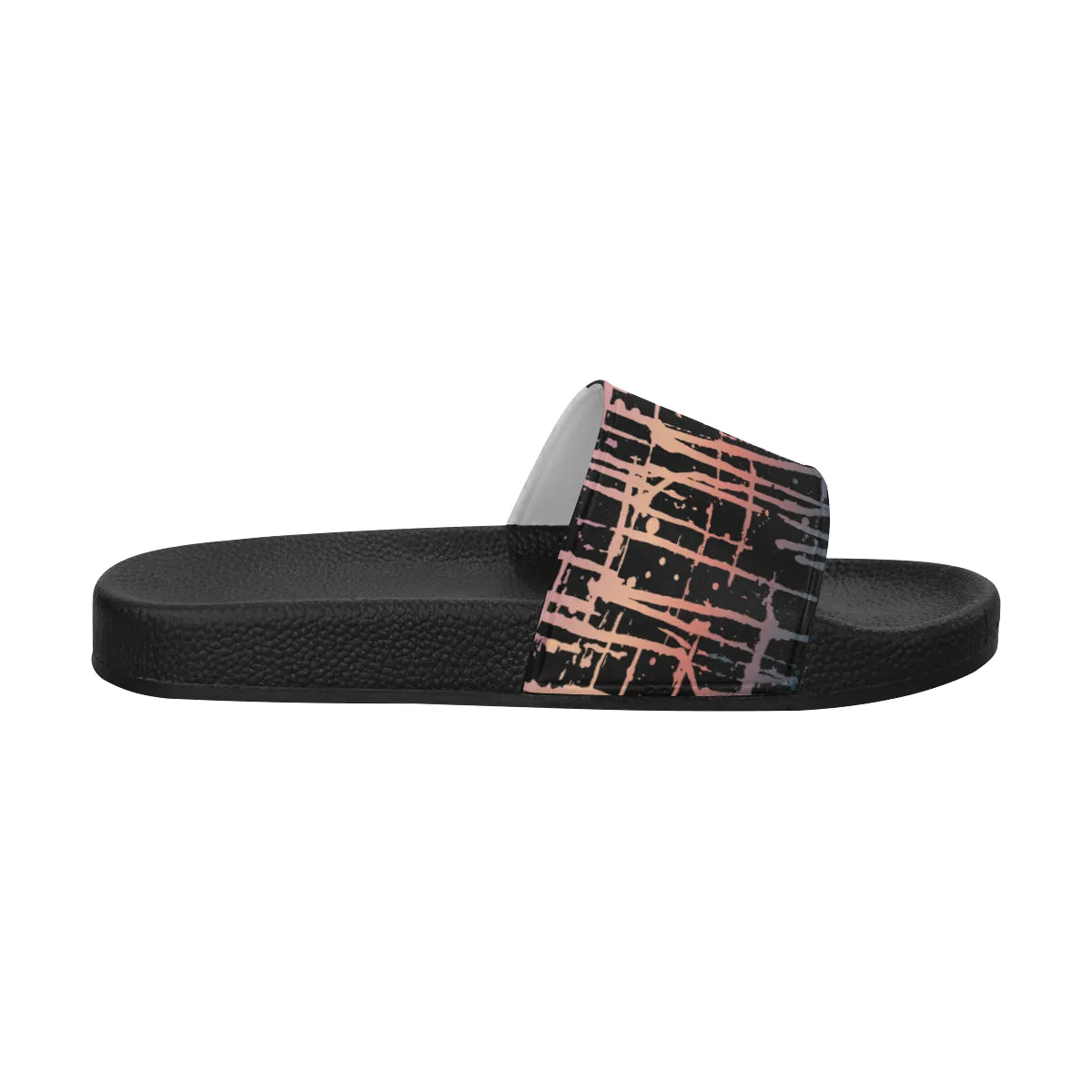 Women's Criss Cross Paint Splatter Print Sliders Sandal