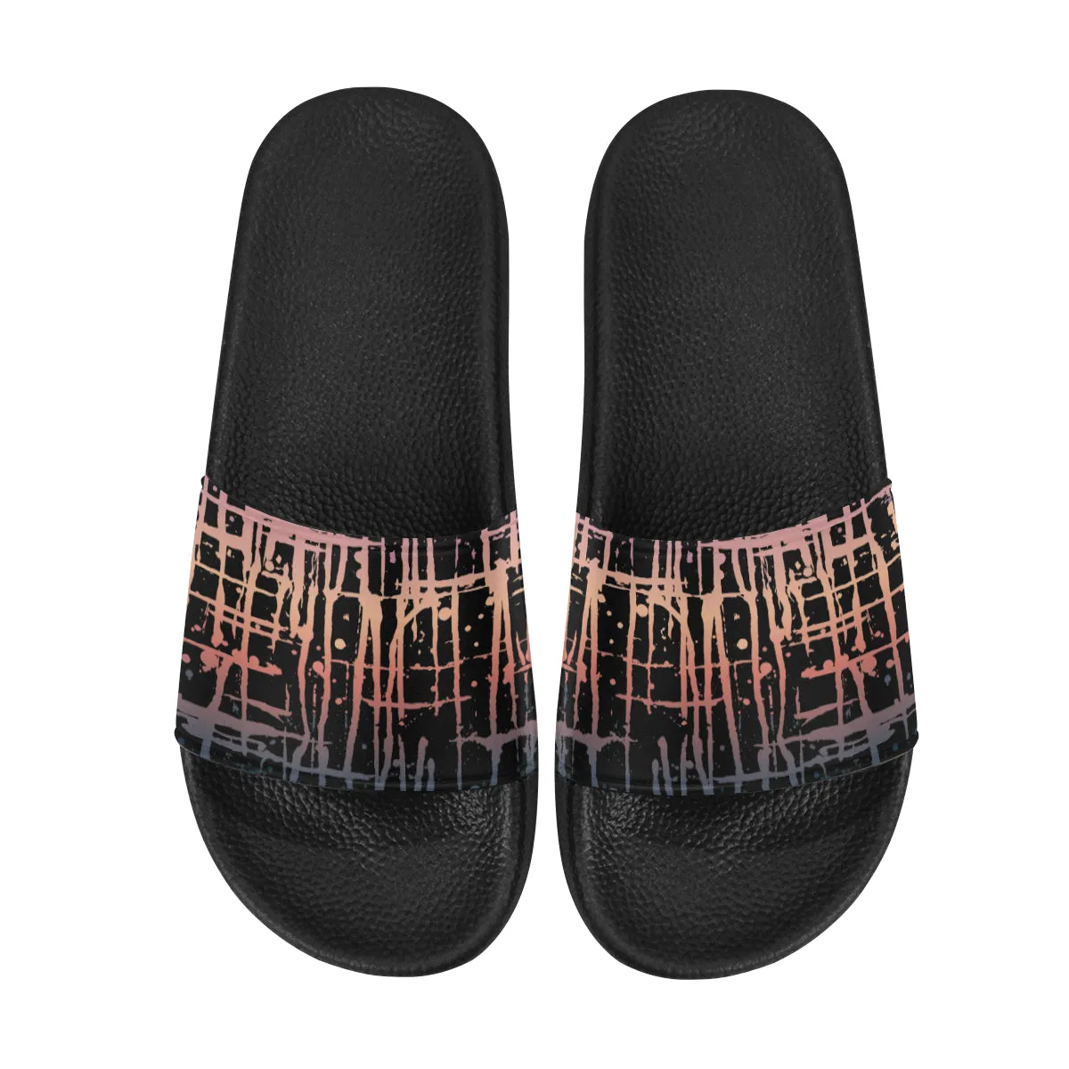 Women's Criss Cross Paint Splatter Print Sliders Sandal