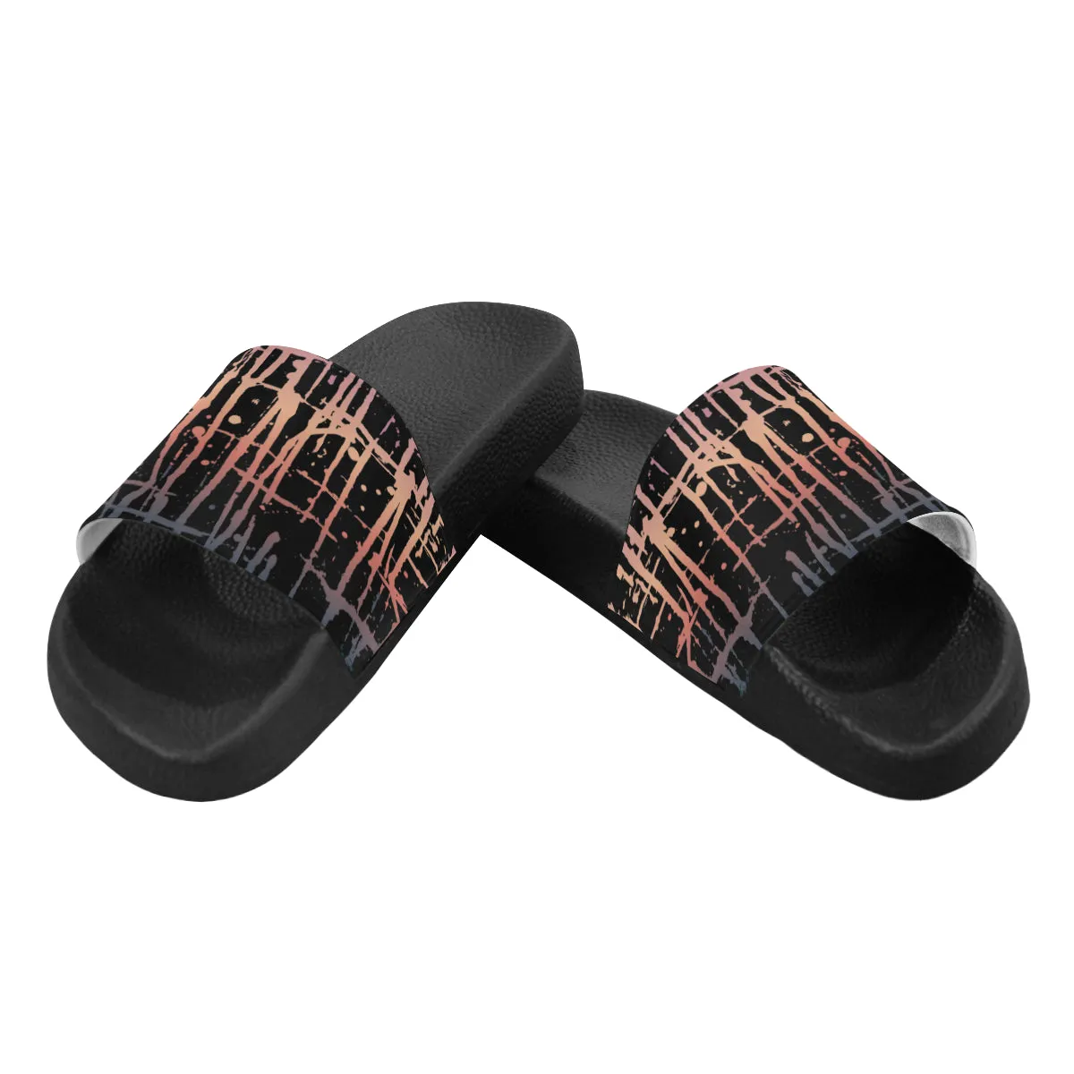 Women's Criss Cross Paint Splatter Print Sliders Sandal