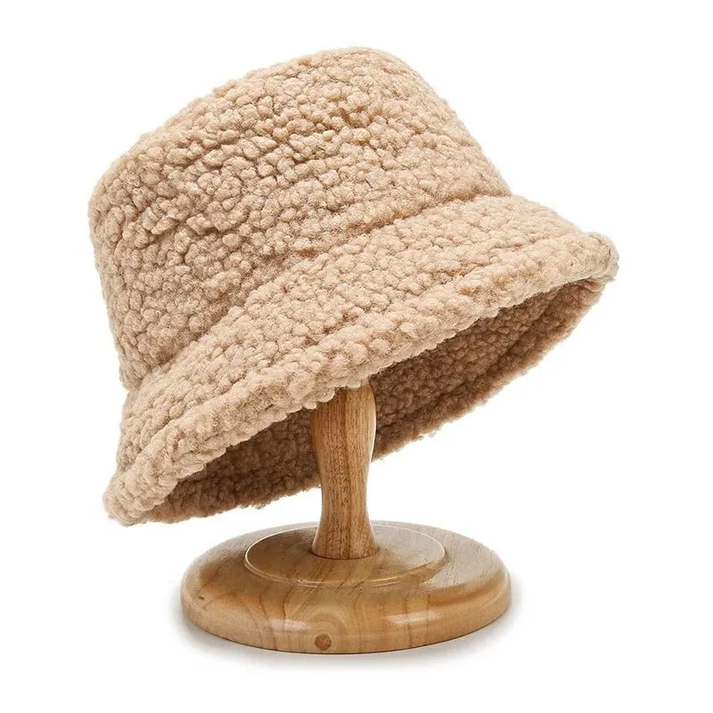 Women's Lambswool Bucket Hat | Warm Outdoor Panama Hat for Women