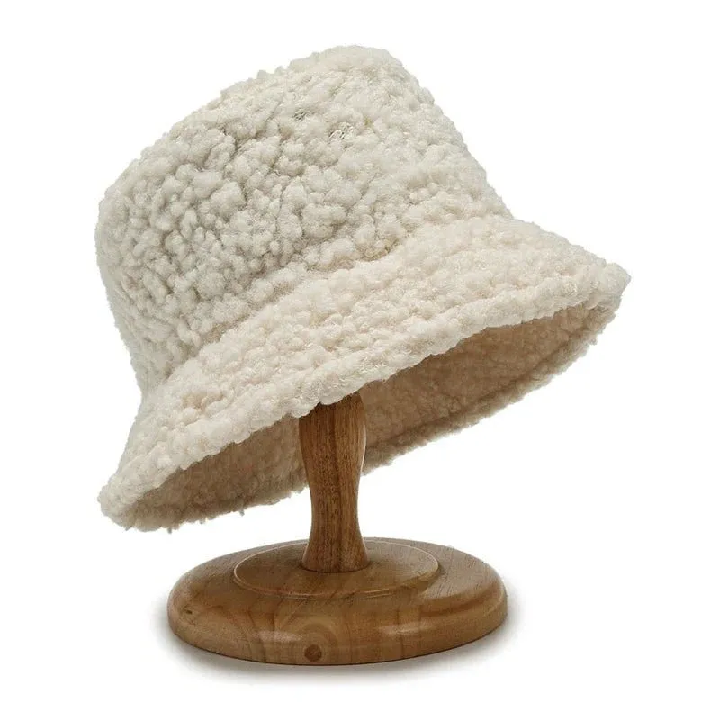 Women's Lambswool Bucket Hat | Warm Outdoor Panama Hat for Women