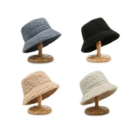 Women's Lambswool Bucket Hat | Warm Outdoor Panama Hat for Women