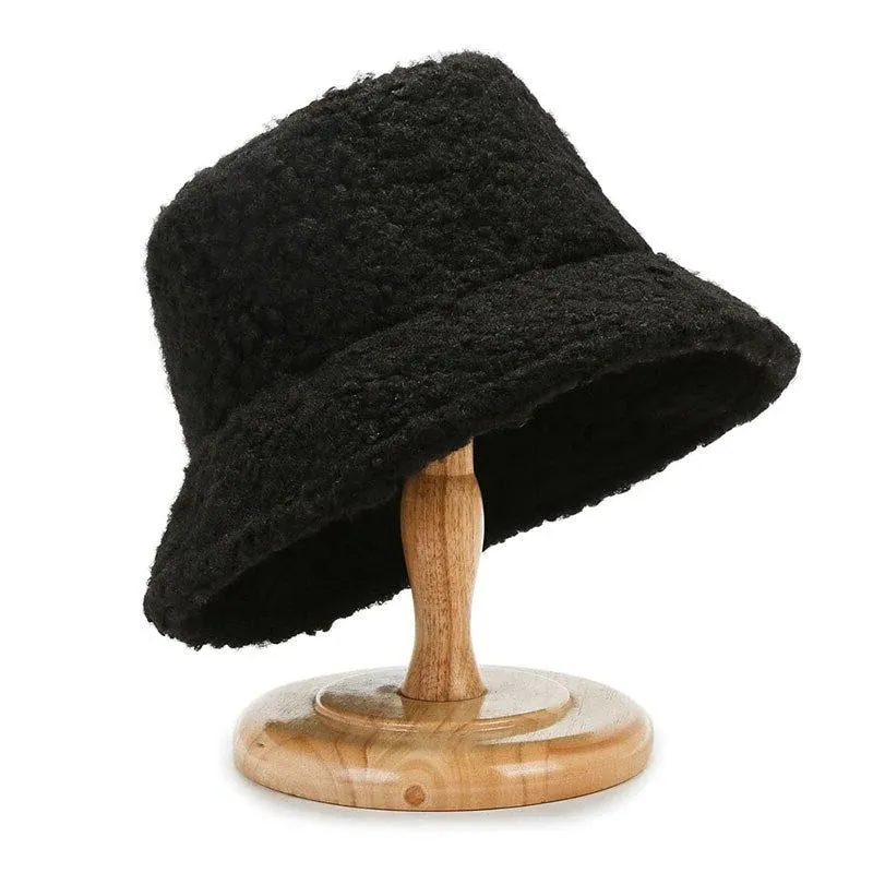 Women's Lambswool Bucket Hat | Warm Outdoor Panama Hat for Women