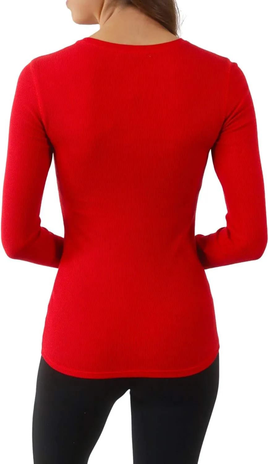 Women's Long Sleeve Waffle Knit Stretch Cotton Thermal Underwear Shirt