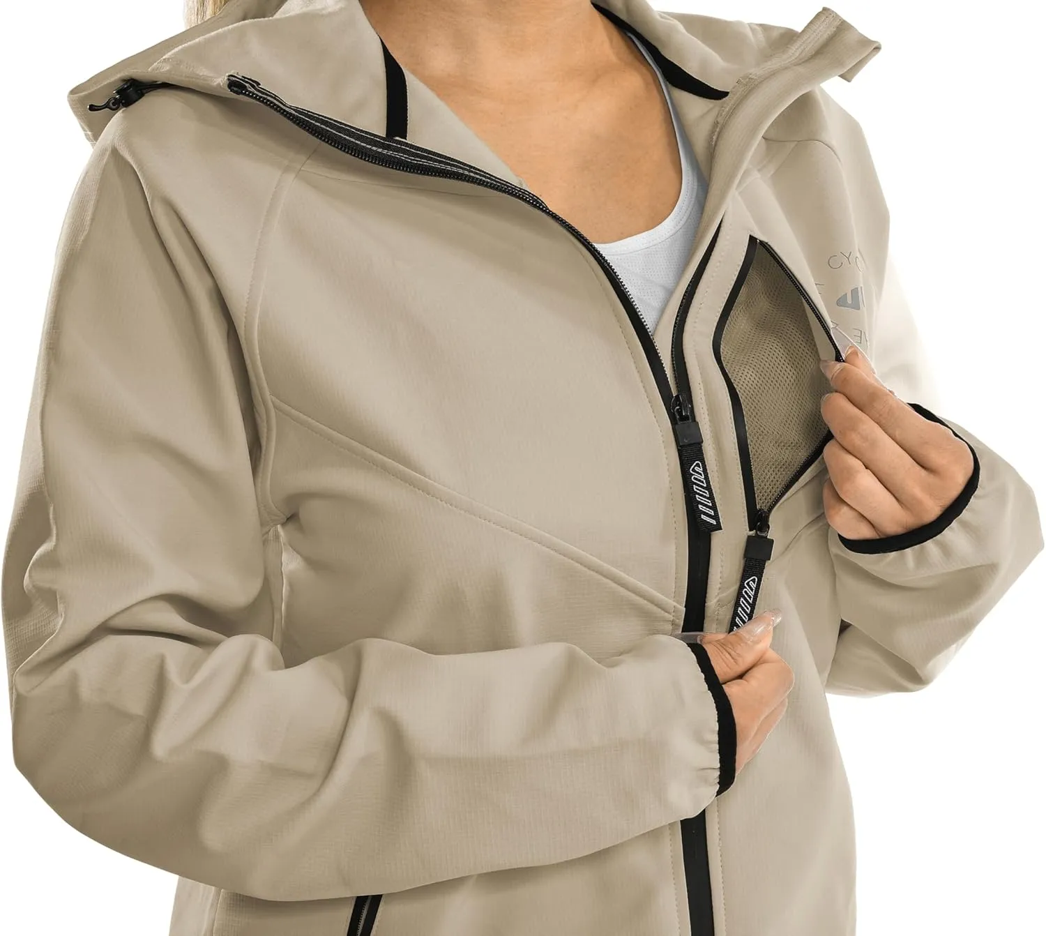 Wulibike Rain Jackets Women Waterproof Softshell Cycling Fleece Windbreaker Cold Weather Running Jacket Hooded Hiking Coat